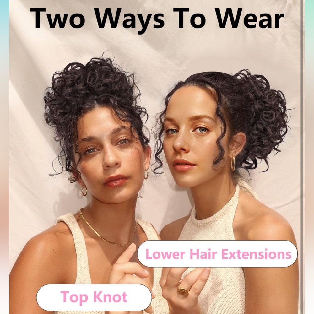 NWT Hair Bun Hair Piece for Women Elastic Drawstring Loose Wave Curly Buns